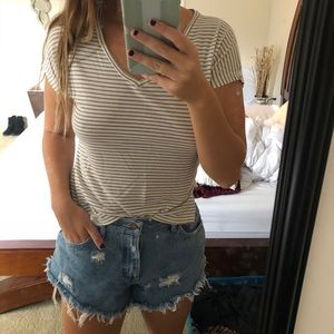 Tan and Cream Striped Tee